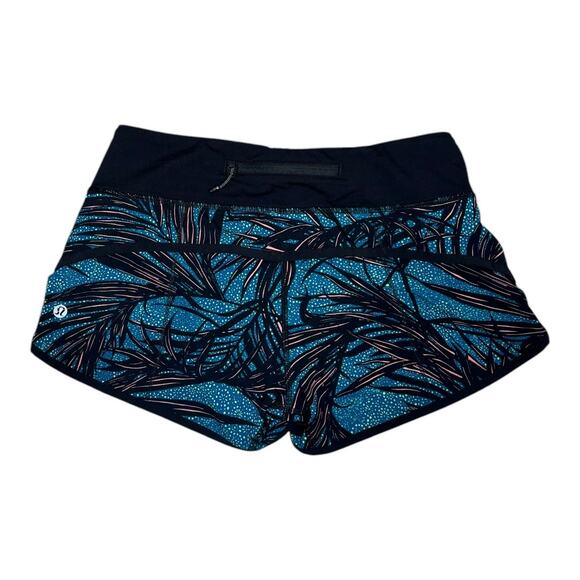 Lululemon Speed Short Palm Lace Tofino Teal Multi Black Size 4 Running Workout - Picture 2 of 7